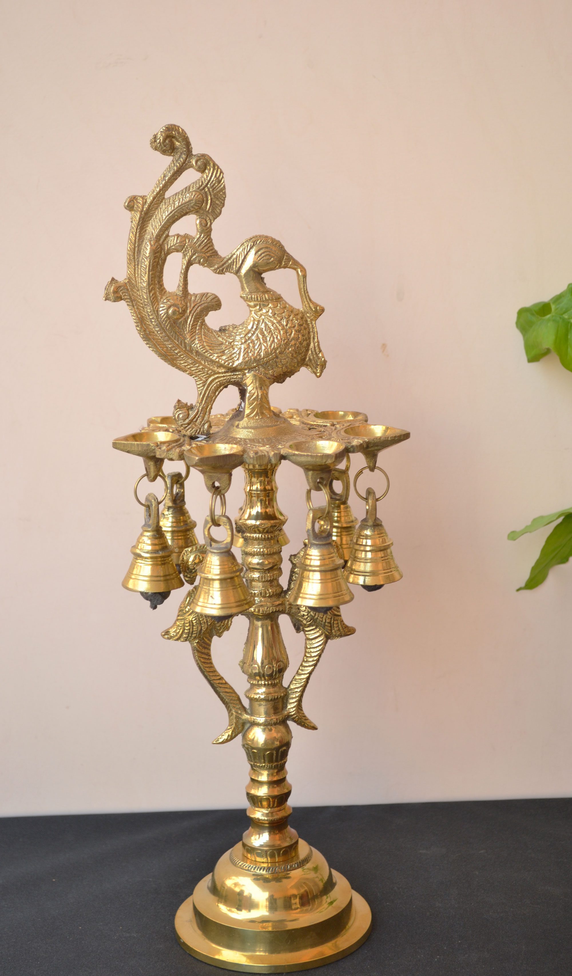 brass peacock lamp